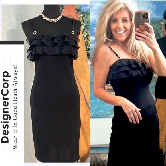 🖤VTG Joseph Ribkoff,Incredible,Vintage Little Black Dress”,Ruffled Upper,Size 4 - Picture 1 of 14